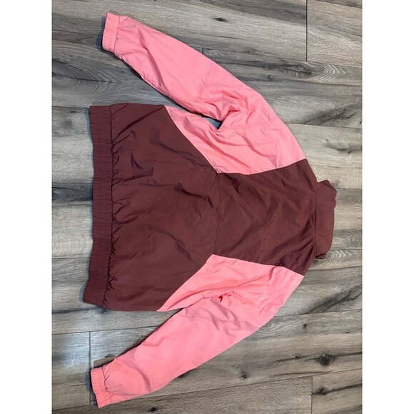 Reebok Womens Colorblock Windbreaker Jacket Pink & Maroon Nylon Polyester Zip-Up - Picture 6 of 6